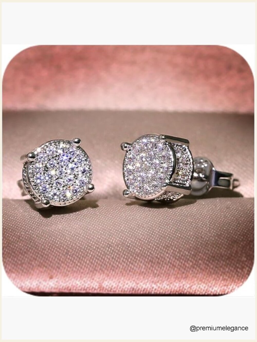AAA Cubic Zirconia Stud Earrings Hypoallergenic 18K White Gold Plated